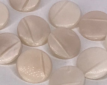 1950's Off White Glass Shank Buttons 20mm x 12 Original Vintage Deadstock