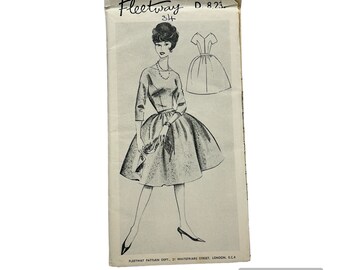 Original Paper 1960’s 34” Dress Sewing Pattern By Fleetway D.8,237 PAT0165