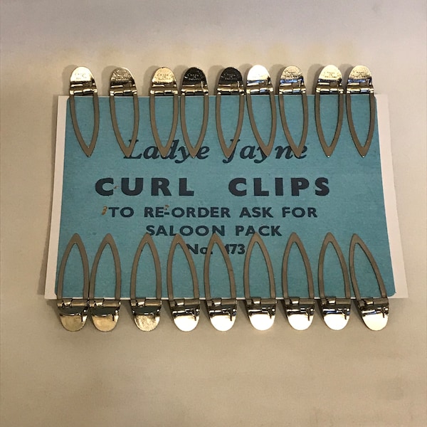 1940 Vintage Deadstock New Old Lager LADYE JAYNE Pin Curl Clips Set von Curl Clips