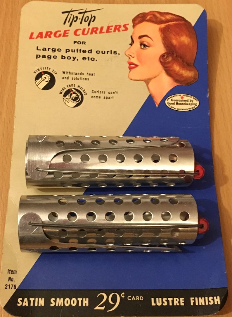 1940's / 1950's Vintage Deadstock TIP TOP Large Curlers Hair Rollers Set of 2 Size Large 3 image 1