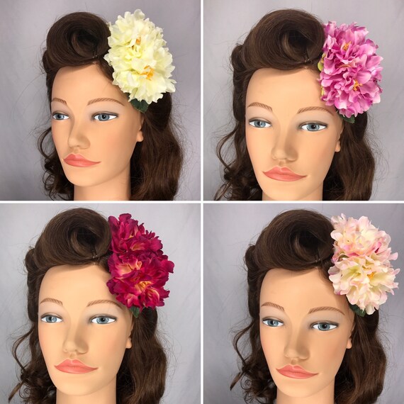 Limited Edition Double Frilly Peony Pin Up Hair Flower Vintage Etsy