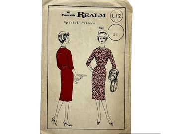 Original Paper 1950’s 36” Bust Dress Sewing Pattern By Woman’s Realm L12 PAT0174