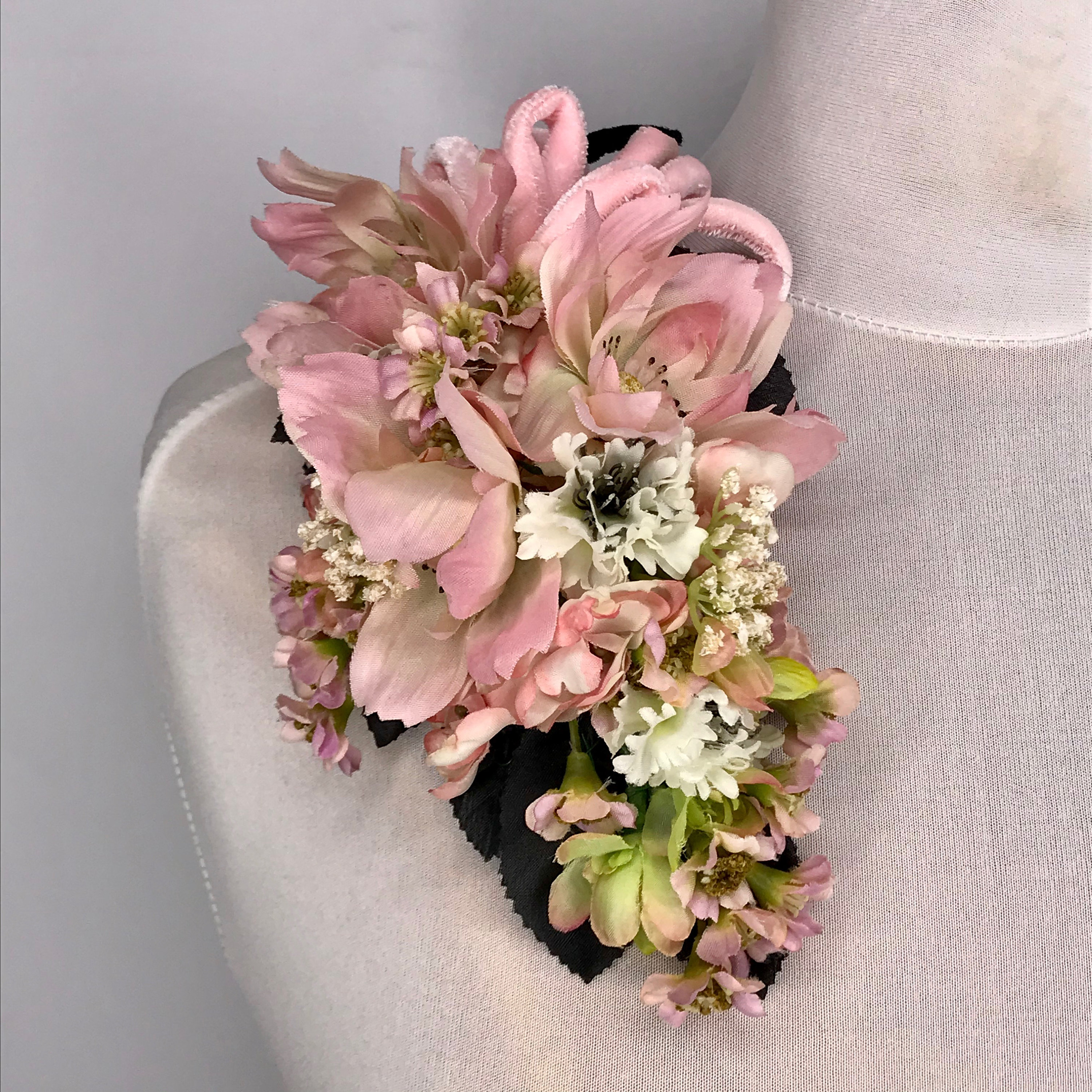 1940's Hollywood Style Pastel Pink Large Dress Corsage & Hair