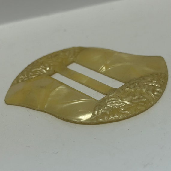 1930s Cream 67mm x 72mm Celluloid Buckle Vintage … - image 3