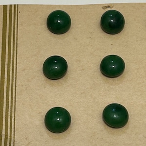 12 Dark Green Small 10.mm 1930's Czechoslovakian Marbled Glass Domed Buttons Original Vintage Deadstock CZDG10 image 1