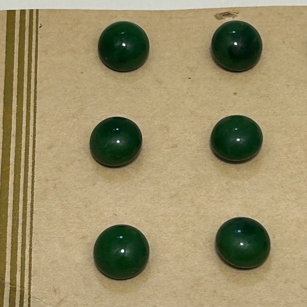 12 Dark Green Small 10.mm 1930's Czechoslovakian Marbled Glass Domed Buttons Original Vintage Deadstock CZDG10