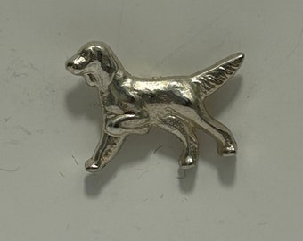 1940 Vintage Labrador Retriever Hund Silber Ton Metall Shirt / Kragen Stud Jagd Spiel Schießen Arbeitshund