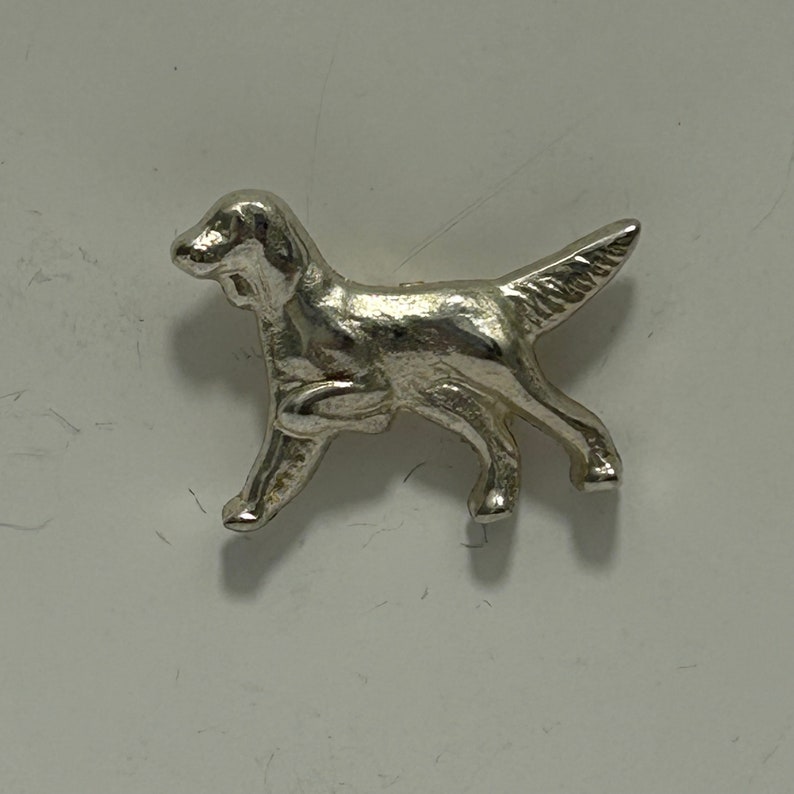 1940s Vintage Labrador Retriever Dog Silver Tone Metal Shirt / Collar Stud Hunting Game Shooting Working Dog image 1