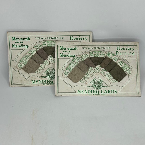 Unused Vintage 1920's GLOBE BRAND Hosiery Darning Mending Cards Made In Great Britain Mixed Colours Pack New Old stock