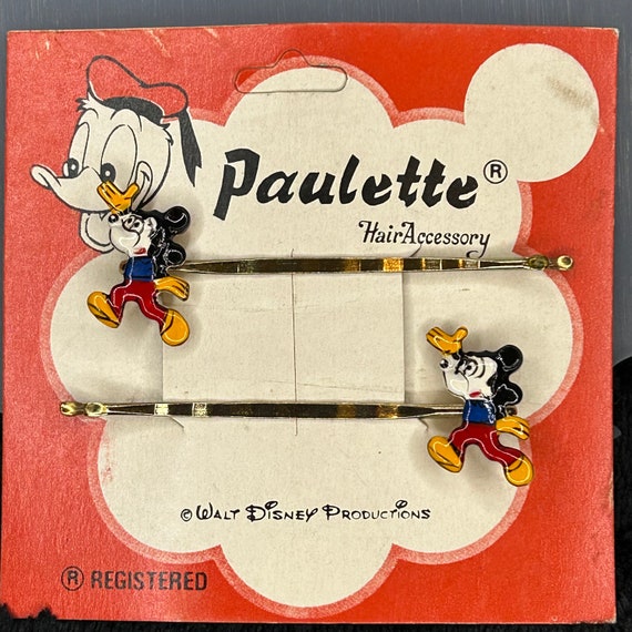 1960s Vintage New Old Stock Mickey Mouse Bobby Pins by