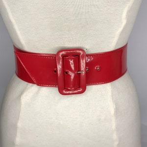 1940'S 1950'S Vintage New Old Stock Ladies 2.5 Inch Wide Patent Vinyl Belt Style 6242 Red