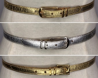 Moschino Vintage Gold Leather Belt with Silver Square Heart Buckle MOSCHINO Leather Belt Gold/Silver Tone Heart Buckle Italy Sz  main image 4