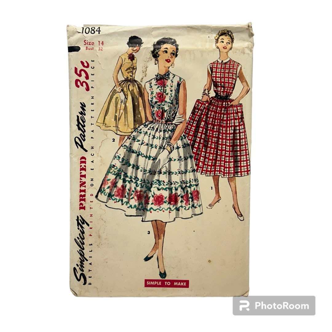 Original Paper 1950s 32 Bust Dress With Pockets Sewing Pattern by ...