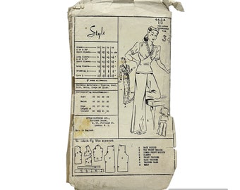 Original Paper 1940’s 34” Bust Pyjama Pants Suit Sewing Pattern By Style 4424 PAT0152