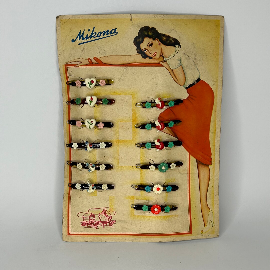 1-amazing-mikona-card-of-12-german-hair-slides-barrettes-1940-s-50-s