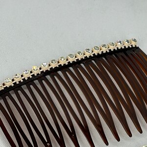 Vintage 1950s Pair Of Decorative Rhinestone Shorty Combs New Old Stock Hair Comb Slide image 5