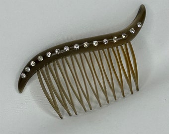 Vintage 1950s French Decorative Rhinestone Comb New Old Stock Hair Comb Slide