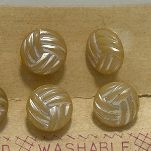 8 Cream Pearl Glass 12mm 1950s Decorative Buttons Original Vintage Deadstock NBGD0323