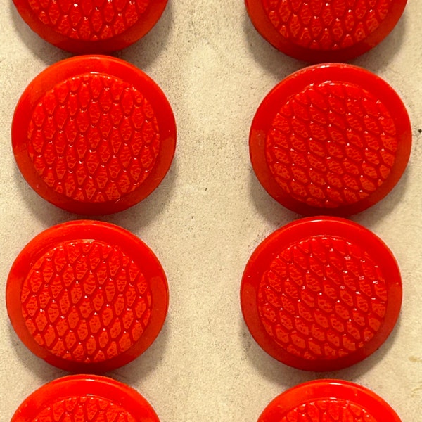 8 Red 18mm 1930's Czechoslovakian Decorative Glass Buttons Original Vintage Deadstock NBGD0556