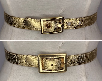 1940'S 1950'S Vintage New Old Stock Ladies Metallic Vinyl Belt 1 inch wide Gold Metallic Finish