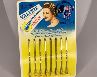 1940's Vintage Deadstock NEWEY'S VALERIE The Cumfy Tip 50mm Medium Bobby Pins Hair Grips Brown, Black or Gold