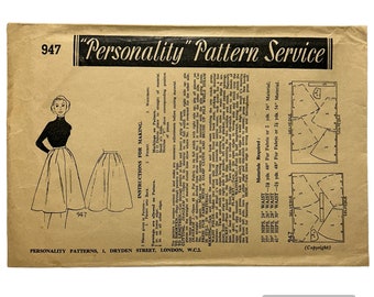 Rare Original Paper 1950’s 26” Waist Skirt By Personality Patterns 947 PAT0181