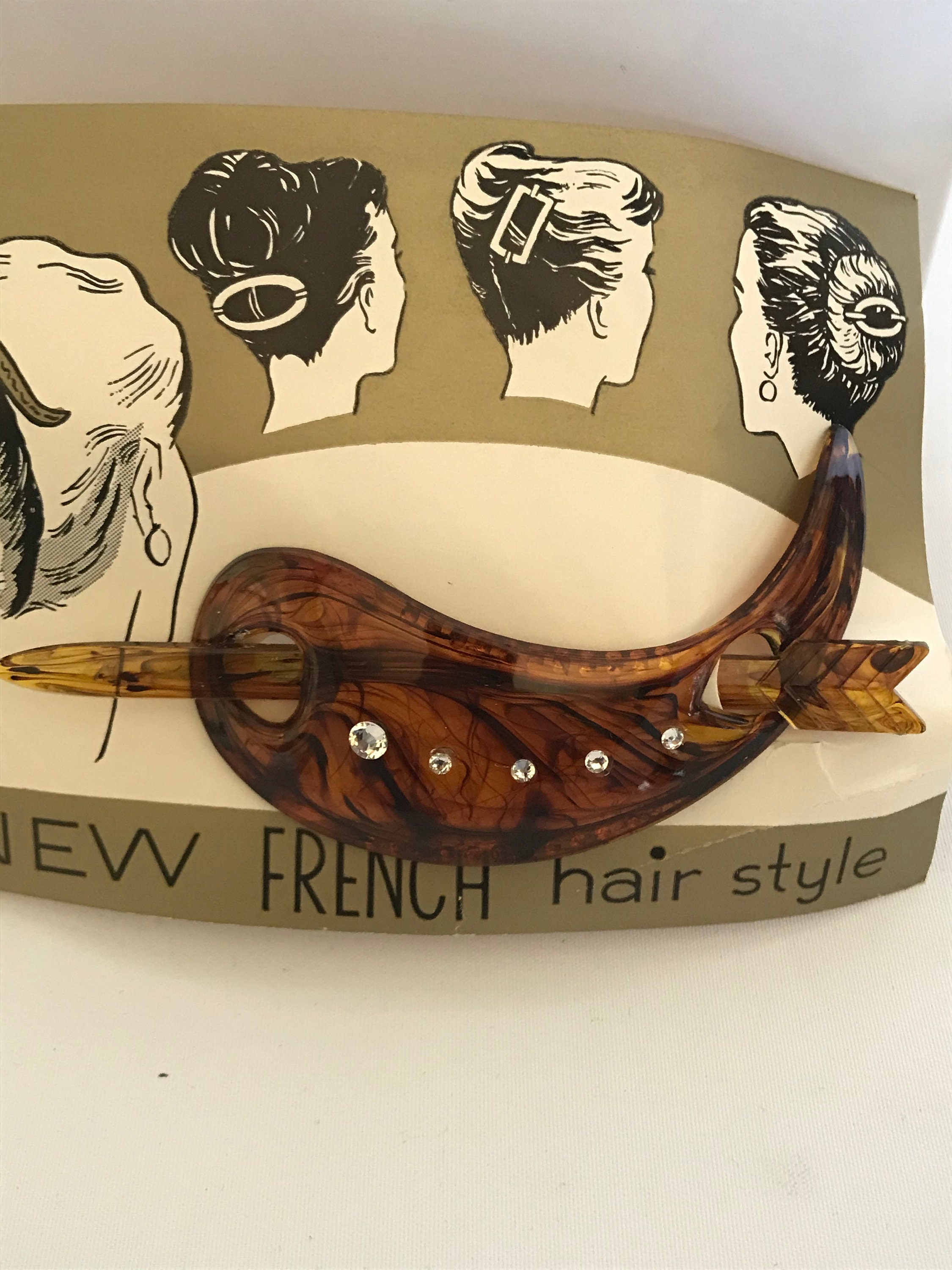 Ferragamo Tortoise Shell Brown Hair Clip with Crystals Camila Paris CP2634 French Two Sides Interlocking Comb  main image 3