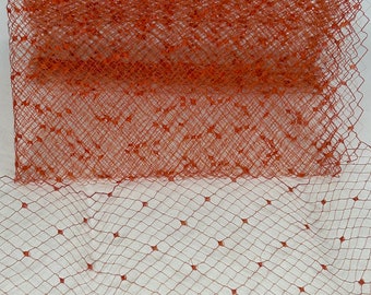 Burnt Orange 1 YARD 1970's 80's Fine Vintage Millinery Veiling 12 Inch Width 5mm Diamond Weave
