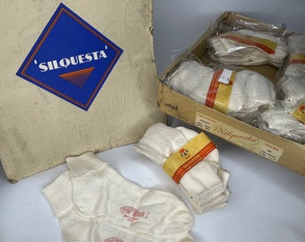 Chaussettes originales vintage en coton et rayonne SILQUESTA des années 1940 fabriquées en Angleterre UNISEXE