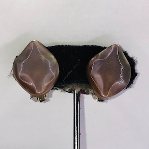 Vintage New Old Stock Original 1950s Smoke Brown Lucite Clip On Earrings Deadstock Betty