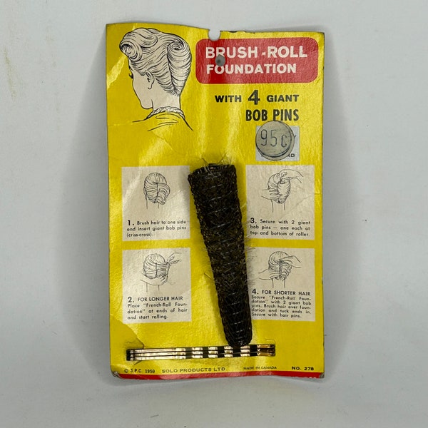 SOLO Brush Roll Foundation Size Smal For French Roll 1950's 1960's Vintage New Old Stock Deadstock