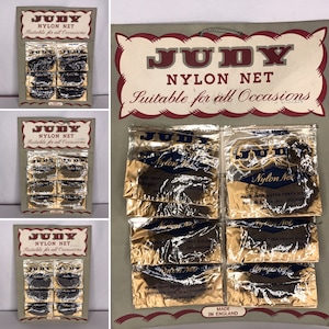 1 Supplied 1950&#39;s Vintage Deadstock New Old Stock JUDY Nylon Hair Net Made in England Vintage Hair Style 4 Colours