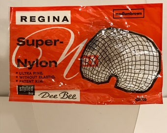 1950's Vintage Deadstock New Old Stock Medium Brown Ultra Fine REGINA Super - Nylon Hair Net Styled By Dee Bee