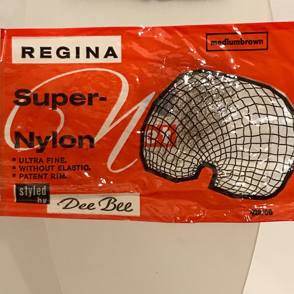 1950's Vintage Deadstock New Old Stock Medium Brown Ultra Fine REGINA Super - Nylon Hair Net Styled By Dee Bee