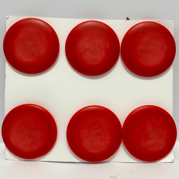 6 Large Strawberry Red 34mm 1960's Decorative Plastic Coat Buttons Original Vintage Deadstock NBGD1028