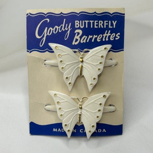 1950&#39;s Vintage Deadstock Pair of Goody Butterfly Barrettes Clip Hair Slide