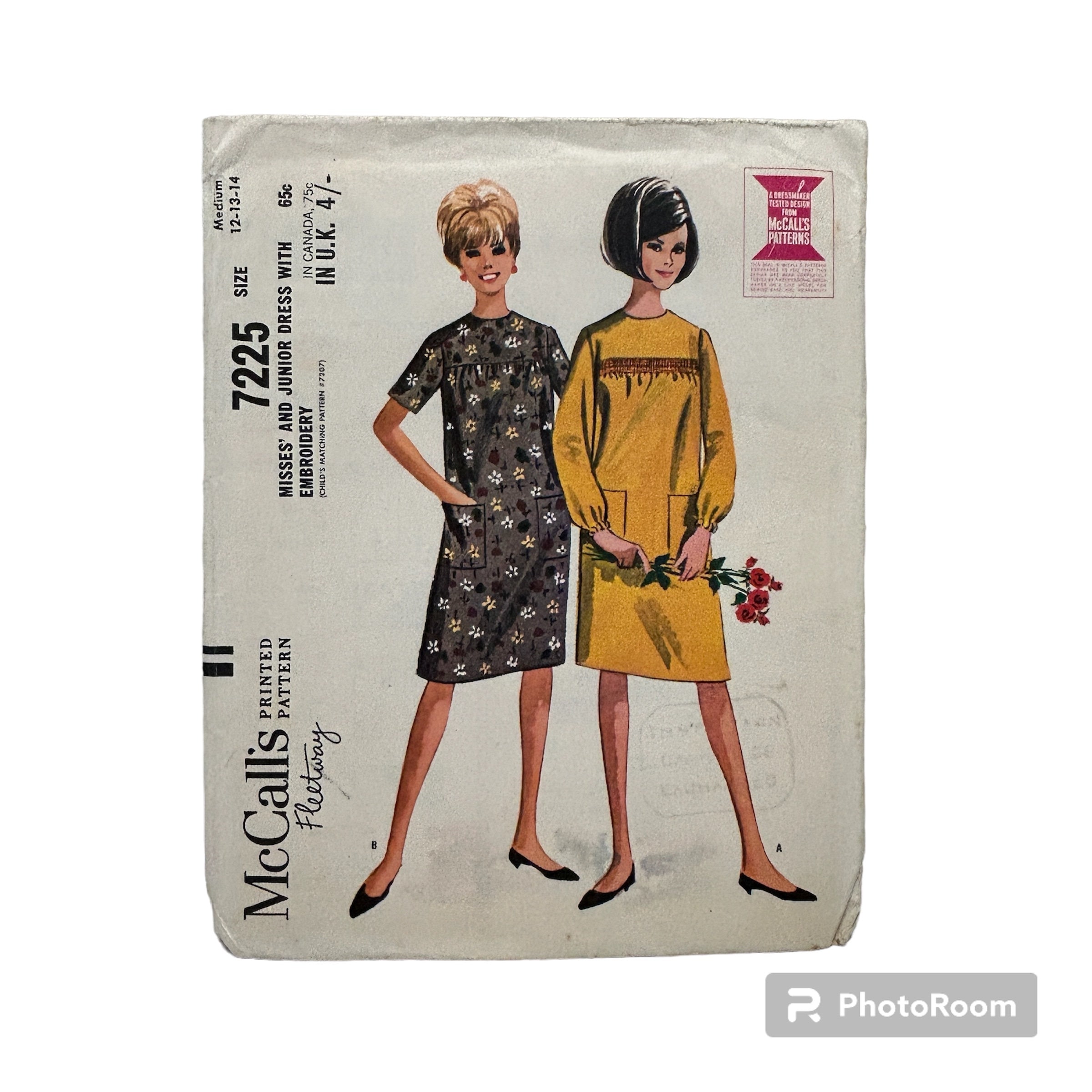 Original Paper 1960's 32” - 34” Bust Dress Sewing Pattern by