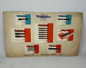 Original 1940's  Vintage WIMBERDAR CELIAGRIP Hair grips Tradesman's Sample Card Hair Grips Collection Made In England