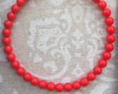 Coral Colored Czech Glass Choker Necklace- Renaissance, Baroque, Colonial Styles - Single Strand, Red or Orange