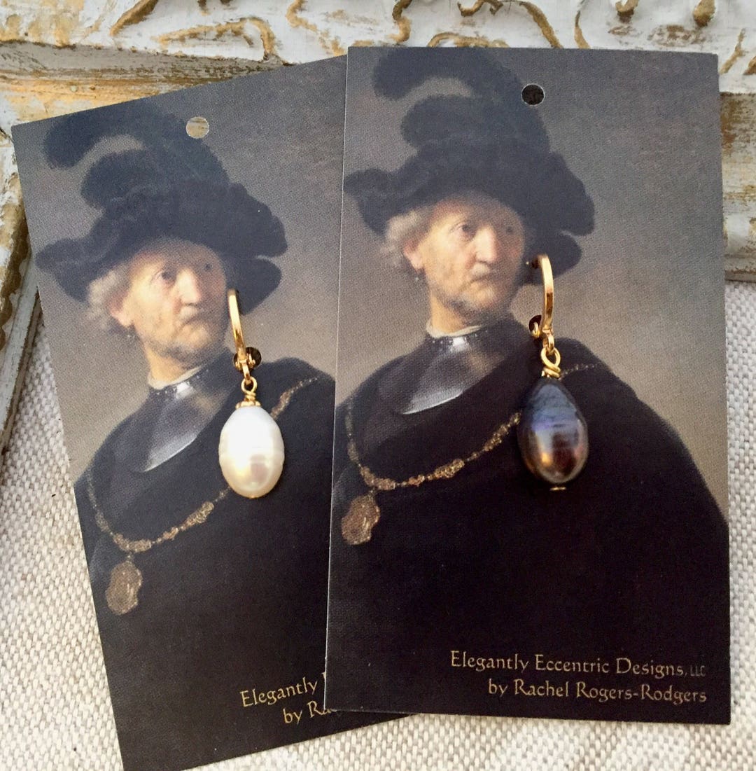 Single Earring- Bigger Cultured Freshwater Pearl Teardrop Hoop Earring for the Elizabethan/Baroque Gentleman or Pirate (1 Earring, Not Pair)