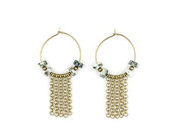 Brass earrings with tree agate - ELA