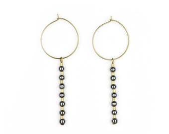 Brass earrings with hematite - ZOE