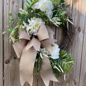 Hydrangea Everyday Wreath, White Hydrangea Wreath, Spring Summer Door Wreath, Double Door Wreath