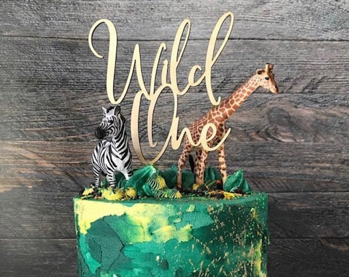 Wild One Cake Topper | 1st Birthday Cake Topper | Wood Gold Cake ...