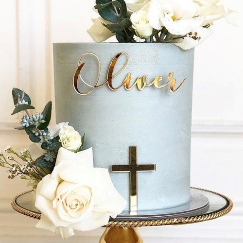 Custom Name Cake Plaque Cross Cake Plaque Baptism Cake Etsy