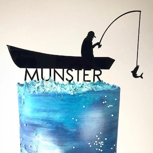 Custom Fishing Cake Topper | Fishing Cake Topper | Boat cake topper | Personalised Cake Decoration | Acrylic Wood Cake Topper