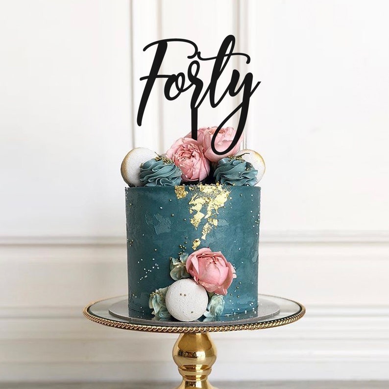 40th Birthday Cake Topper Age Forty 40 year birthday Black 40th Birthday Cake Topper Age Forty 40 year birthday Black