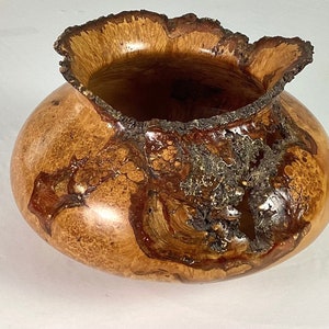 Large-  live edge maple Burl bowl - artist signed