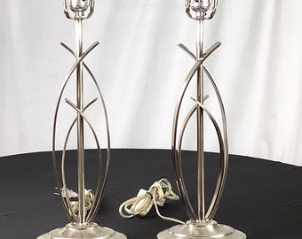 Modern Art Deco polished steel lamp