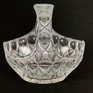 Large Vintage  cut and frosted crystal basket